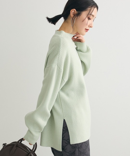 Green Parks(グリーンパークス)の「洗えるボトルネックリブニットプルオーバー(ニット/セーター・レディース・ライトグレー/ピンク/ミント/サックスブルー/オフホワイト・FREE)」の3枚目の写真