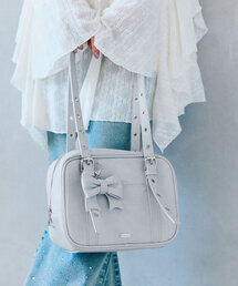 OLIVE des OLIVE | 【500mlペットボトルも入る！】リボンチャーム付きスクエアボストン(ショルダーバッグ)