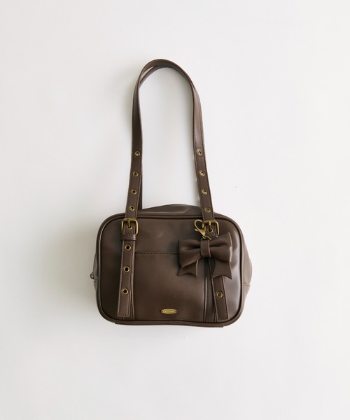 OLIVE des OLIVE（オリーブデオリーブ）の「リボンチャーム付きスクエアボストン（ショルダーバッグ・レディース・オフホワイト/ピンク系その他/サックスブルー/ダークブラウン/シルバー/アイボリー・FREE）」の8枚目の写真