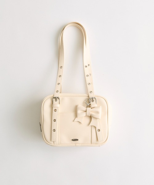 OLIVE des OLIVE（オリーブデオリーブ）の「リボンチャーム付きスクエアボストン（ショルダーバッグ・レディース・オフホワイト/ピンク系その他/サックスブルー/ダークブラウン/シルバー/アイボリー・FREE）」の9枚目の写真