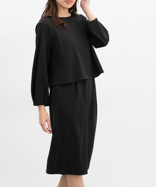 Honeys（ハニーズ）の「【イージーケア】ドッキングワンピース（ワンピース・レディース・ネイビー/ブラック/グレー・LL/M/L/S）」の2枚目の写真