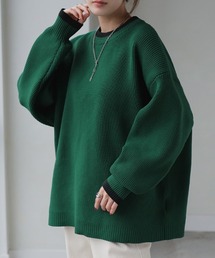 オーバーサイズ配色スポンジニット