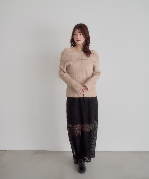 MELLOWNEON オフショルライクボタンニット mellowneon（メロウネオン）の「オフショルライクボタンニット