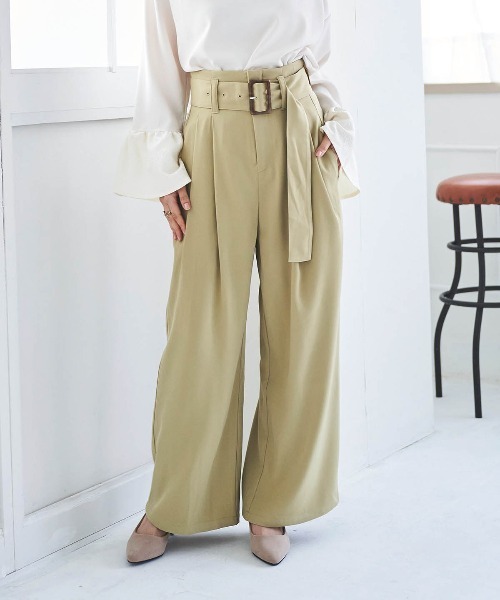 mil(ミル)の「【150㎝前後の小柄さんサイズ】太ベルト ワイドパンツ(その他パンツ・レディース・チャコールグレー/ライトグリーン/サックスブルー・S-Regular/M-Short/S-Short)」の16枚目の写真