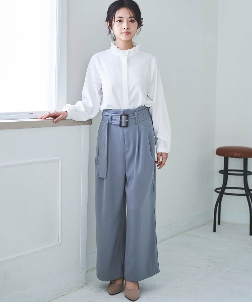 mil(ミル)の「【150㎝前後の小柄さんサイズ】太ベルト ワイドパンツ(その他パンツ・レディース・チャコールグレー/ライトグリーン/サックスブルー・S-Regular/M-Short/S-Short)」の17枚目の写真