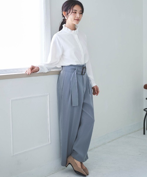 mil(ミル)の「【150㎝前後の小柄さんサイズ】太ベルト ワイドパンツ(その他パンツ・レディース・チャコールグレー/ライトグリーン/サックスブルー・S-Regular/M-Short/S-Short)」の18枚目の写真