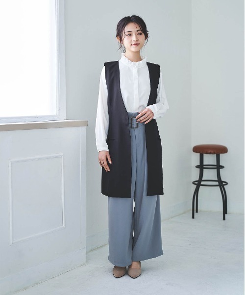 mil(ミル)の「【150㎝前後の小柄さんサイズ】太ベルト ワイドパンツ(その他パンツ・レディース・チャコールグレー/ライトグリーン/サックスブルー・S-Regular/M-Short/S-Short)」の20枚目の写真