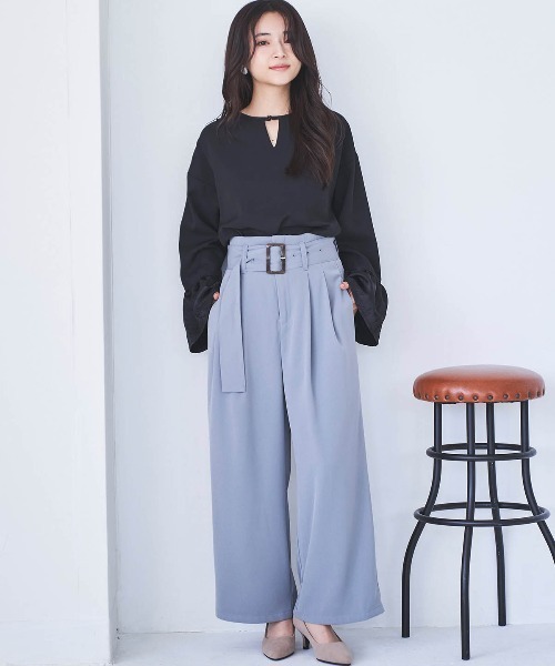 mil(ミル)の「【150㎝前後の小柄さんサイズ】太ベルト ワイドパンツ(その他パンツ・レディース・チャコールグレー/ライトグリーン/サックスブルー・S-Regular/M-Short/S-Short)」の21枚目の写真