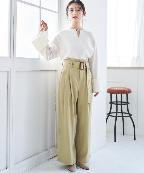 mil(ミル)の「【150㎝前後の小柄さんサイズ】太ベルト ワイドパンツ(その他パンツ・レディース・チャコールグレー/ライトグリーン/サックスブルー・S-Regular/M-Short/S-Short)」の11枚目の写真