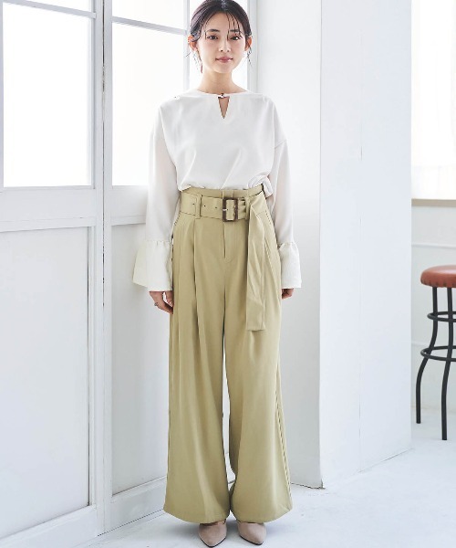 mil(ミル)の「【150㎝前後の小柄さんサイズ】太ベルト ワイドパンツ(その他パンツ・レディース・チャコールグレー/ライトグリーン/サックスブルー・S-Regular/M-Short/S-Short)」の14枚目の写真