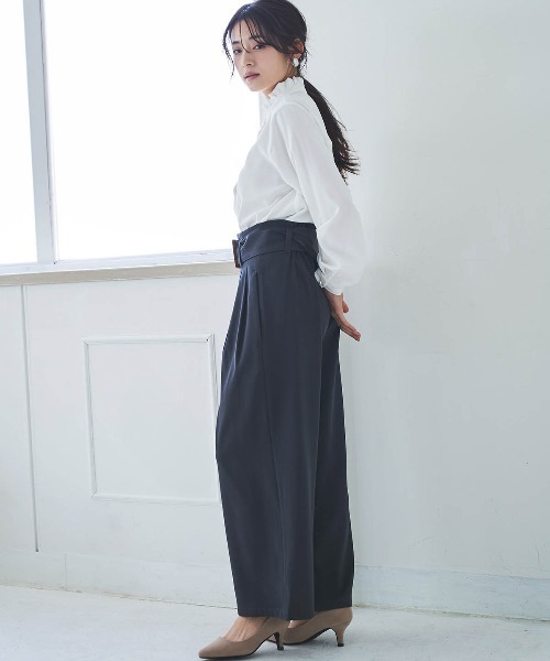 mil(ミル)の「【150㎝前後の小柄さんサイズ】太ベルト ワイドパンツ(その他パンツ・レディース・チャコールグレー/ライトグリーン/サックスブルー・S-Regular/M-Short/S-Short)」の6枚目の写真