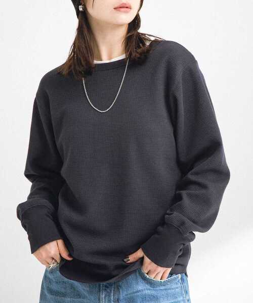 URBAN RESEARCH Sonny Label（アーバンリサーチサニーレーベル）の「『WEB限定』ワッフルヘンリーネックプルオーバー（Tシャツ/カットソー・レディース・ネイビー/オフホワイト/グレー・FREE）」の4枚目の写真