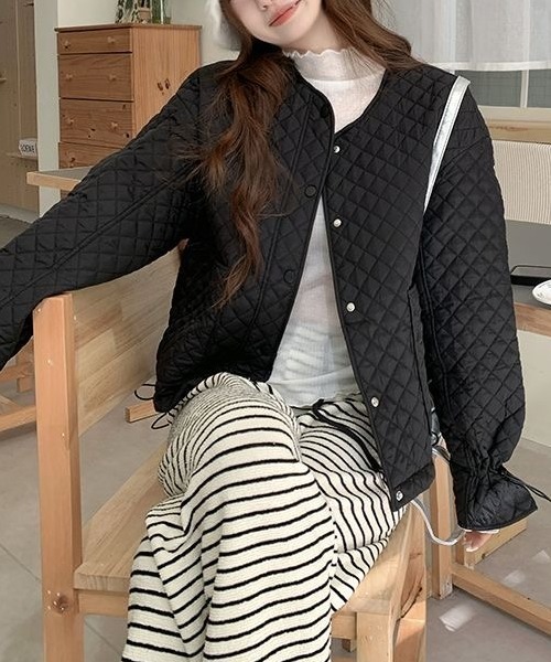 gossip!ロサンゼルス(ゴシップロサンゼルス)の「キルティングリボンオーバージャケット(ダウンジャケット/コート・レディース・ブラック/ピンク/オフホワイト/ブルー・L/M/S)」の7枚目の写真