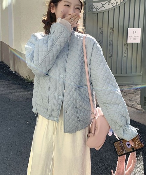 gossip!ロサンゼルス(ゴシップロサンゼルス)の「キルティングリボンオーバージャケット(ダウンジャケット/コート・レディース・ブラック/ピンク/オフホワイト/ブルー・L/M/S)」の14枚目の写真