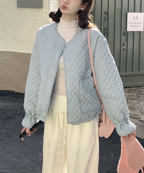 gossip!ロサンゼルス(ゴシップロサンゼルス)の「キルティングリボンオーバージャケット(ダウンジャケット/コート・レディース・ブラック/ピンク/オフホワイト/ブルー・L/M/S)」の17枚目の写真