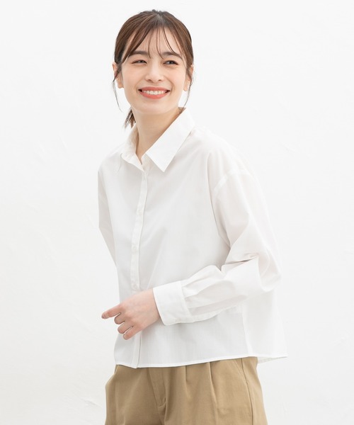 Honeys(ハニーズ)の「ショート丈シャツ(シャツ/ブラウス・レディース・ホワイト系その他/サックスブルー系/ベージュ系その他/ホワイト/ブルー系その他/ホワイト×ブルー/ピンク系その他・L/LL/M/S)」の9枚目の写真