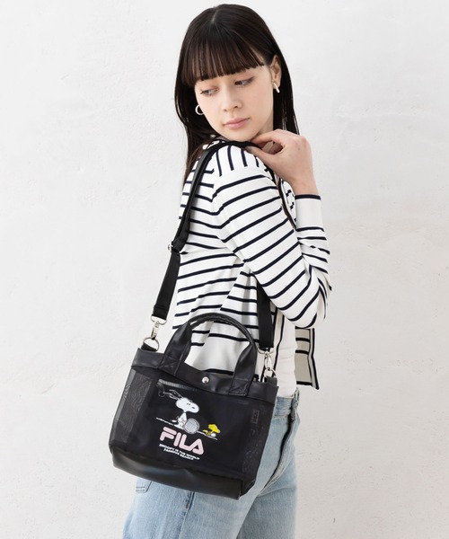 FILA（フィラ）の「FILA フィラ ×PEANUTS ピーナッツ SNOOPY スヌーピー コラボ メッシュ  2WAY ミニ ショルダーバッグ トートバッグ（ショルダーバッグ・レディース・ブラック/アイボリー/シルバー・FREE）」の10枚目の写真