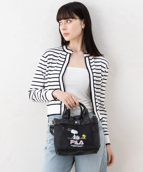 FILA（フィラ）の「FILA フィラ ×PEANUTS ピーナッツ SNOOPY スヌーピー コラボ メッシュ  2WAY ミニ ショルダーバッグ トートバッグ（ショルダーバッグ・レディース・ブラック/アイボリー/シルバー・FREE）」の9枚目の写真