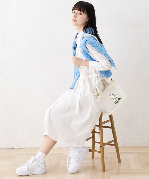 FILA（フィラ）の「FILA フィラ ×PEANUTS ピーナッツ SNOOPY スヌーピー コラボ メッシュ  2WAY ミニ ショルダーバッグ トートバッグ（ショルダーバッグ・レディース・ブラック/アイボリー/シルバー・FREE）」の7枚目の写真