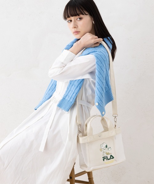 FILA（フィラ）の「FILA フィラ ×PEANUTS ピーナッツ SNOOPY スヌーピー コラボ メッシュ  2WAY ミニ ショルダーバッグ トートバッグ（ショルダーバッグ・レディース・ブラック/アイボリー/シルバー・FREE）」の8枚目の写真