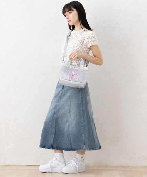 FILA（フィラ）の「FILA フィラ ×PEANUTS ピーナッツ SNOOPY スヌーピー コラボ メッシュ  2WAY ミニ ショルダーバッグ トートバッグ（ショルダーバッグ・レディース・ブラック/アイボリー/シルバー・FREE）」の15枚目の写真