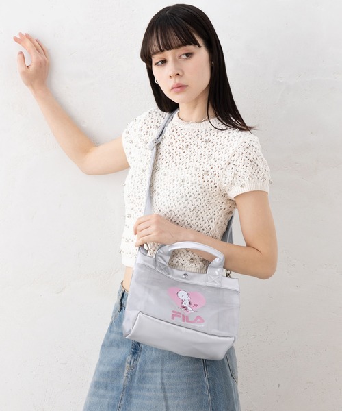 FILA（フィラ）の「FILA フィラ ×PEANUTS ピーナッツ SNOOPY スヌーピー コラボ メッシュ  2WAY ミニ ショルダーバッグ トートバッグ（ショルダーバッグ・レディース・ブラック/アイボリー/シルバー・FREE）」の14枚目の写真