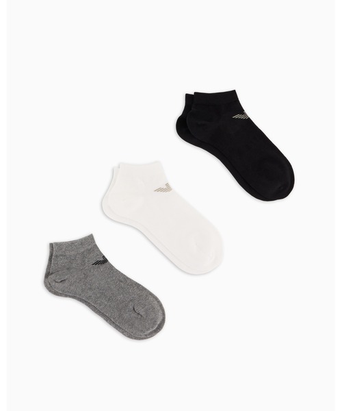 EMPORIO ARMANI（エンポリオアルマーニ）の「<オンライン限定>【エンポリオ アルマーニ】ソックス3足セット ジャカード イーグルロゴ（ソックス/靴下・メンズ・ブラック系その他/ホワイト・SMALL/LARGE）」の2枚目の写真