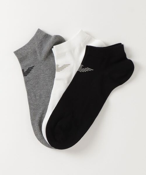 EMPORIO ARMANI（エンポリオアルマーニ）の「<オンライン限定>【エンポリオ アルマーニ】ソックス3足セット ジャカード イーグルロゴ（ソックス/靴下・メンズ・ブラック系その他/ホワイト・SMALL/LARGE）」の4枚目の写真
