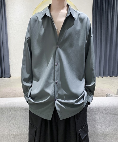 link lot(リンクロット)の「【春夏】ルーズフィット シンプル 無地 シャツ(シャツ/ブラウス・メンズ・グレー/ブラック/ホワイト・M/L)」の3枚目の写真