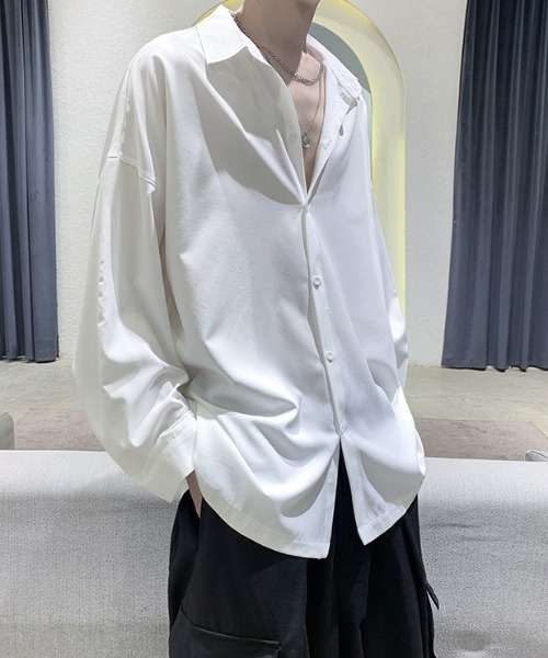 link lot(リンクロット)の「【春夏】ルーズフィット シンプル 無地 シャツ(シャツ/ブラウス・メンズ・グレー/ブラック/ホワイト・M/L)」の5枚目の写真