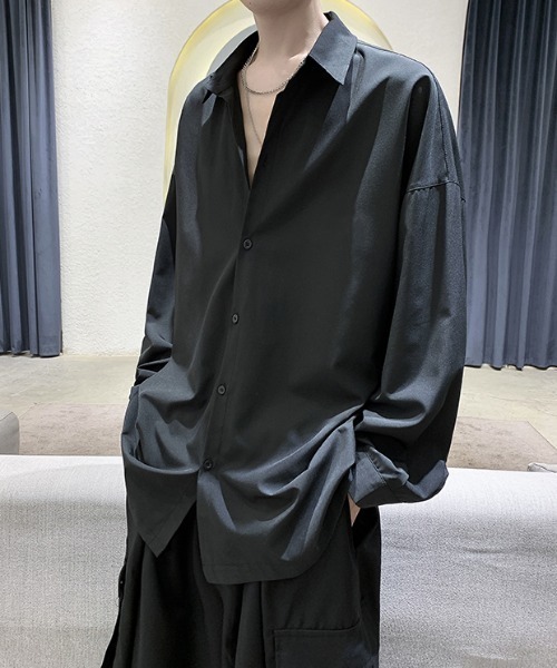 link lot(リンクロット)の「【春夏】ルーズフィット シンプル 無地 シャツ(シャツ/ブラウス・メンズ・グレー/ブラック/ホワイト・M/L)」の16枚目の写真