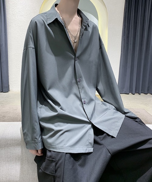 link lot(リンクロット)の「【春夏】ルーズフィット シンプル 無地 シャツ(シャツ/ブラウス・メンズ・グレー/ブラック/ホワイト・M/L)」の10枚目の写真