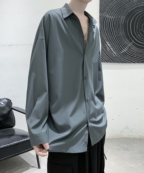 link lot(リンクロット)の「【春夏】ルーズフィット シンプル 無地 シャツ(シャツ/ブラウス・メンズ・グレー/ブラック/ホワイト・M/L)」の12枚目の写真