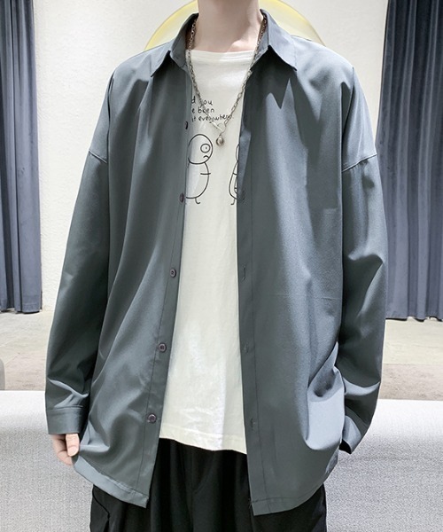 link lot(リンクロット)の「【春夏】ルーズフィット シンプル 無地 シャツ(シャツ/ブラウス・メンズ・グレー/ブラック/ホワイト・M/L)」の17枚目の写真