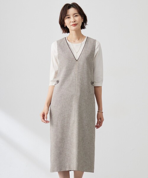 J.PRESS(ジェイプレス)の「【洗える】Calameraリングメッシュ ジャンパースカート(スカート・レディース・ブラウン系5/ブラック系5・T15/T13)」の2枚目の写真