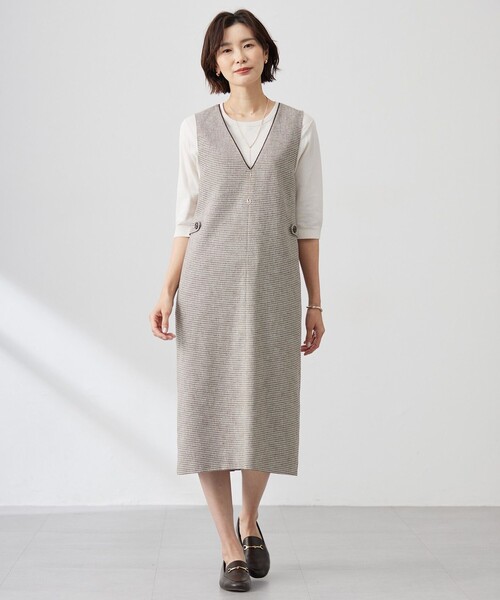 J.PRESS(ジェイプレス)の「【洗える】Calameraリングメッシュ ジャンパースカート(スカート・レディース・ブラウン系5/ブラック系5・T15/T13)」の3枚目の写真