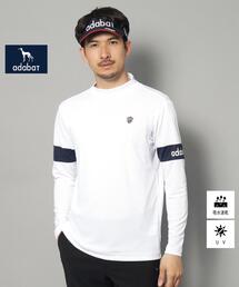 【新レーベル ADABAT NAVY】UVカット/吸水速乾 アームラインモックネックプルオーバー