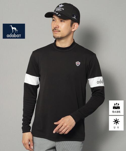 adabat（アダバット）の「【新レーベル ADABAT NAVY】UVカット/吸水速乾 アームラインモックネックプルオーバー（Tシャツ/カットソー・メンズ・ブラック/ホワイト・50/48/46）」の2枚目の写真