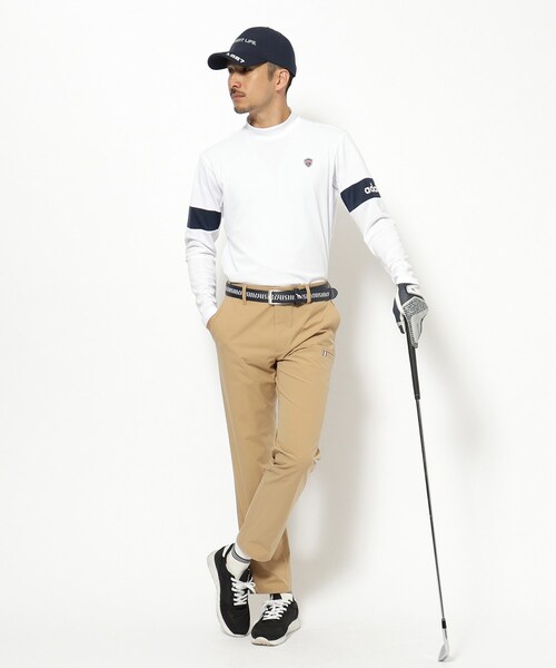 adabat（アダバット）の「【新レーベル ADABAT NAVY】UVカット/吸水速乾 アームラインモックネックプルオーバー（Tシャツ/カットソー・メンズ・ブラック/ホワイト・50/48/46）」の7枚目の写真