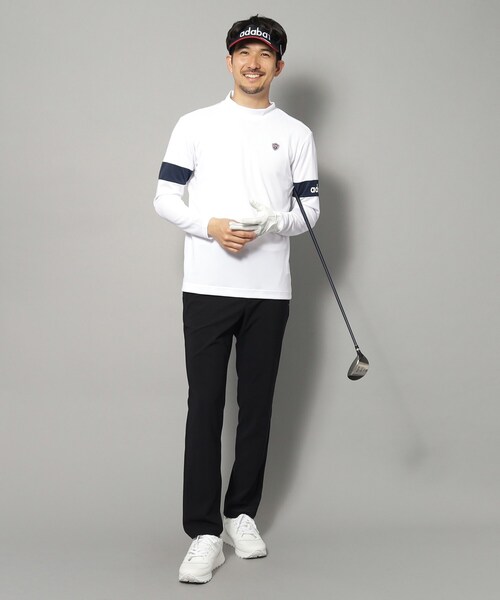 adabat（アダバット）の「【新レーベル ADABAT NAVY】UVカット/吸水速乾 アームラインモックネックプルオーバー（Tシャツ/カットソー・メンズ・ブラック/ホワイト・50/48/46）」の9枚目の写真