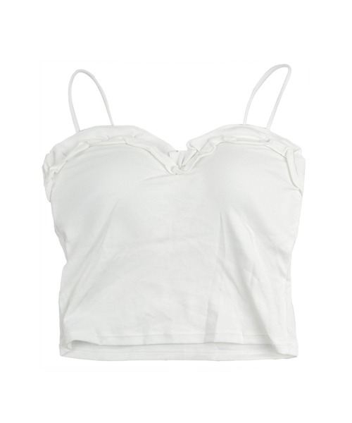 poláura フリル付きホワイトペプラムトップス＆カップ付きキャミソール poláura フリル付きホワイトペプラムトップス＆カップ付きキャミソール