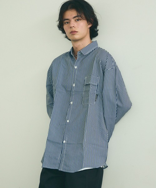 ballaholic ネイビー ストライプ ロングスリーブ セール】Regular color long sleeve striped shirt / レギュラー