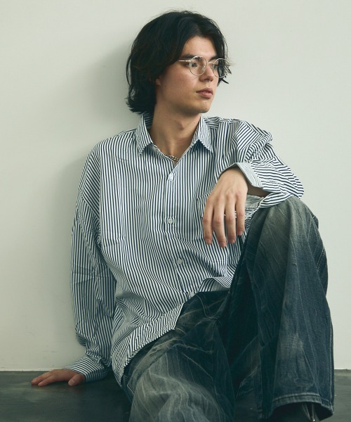 セール】Regular color long sleeve striped shirt / レギュラー