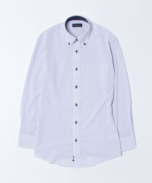 TOKYO SHIRTS(トウキョウシャツ)の「形態安定ノーアイロン ボタンダウン 長袖ストレッチビジネスワイシャツ(ビジネスシャツ・メンズ・ライトパープル・首回り39cm-裄丈80cm/首回り39cm-裄丈84cm/首回り41cm-裄丈82cm/首回り41cm-裄丈86cm/首回り43cm-裄丈86cm/首回り37cm-裄丈80cm/首回り42cm-裄丈82cm/首回り42cm-裄丈86cm/首回り43cm-裄丈82cm/首回り37cm-裄丈84cm)」の6枚目の写真