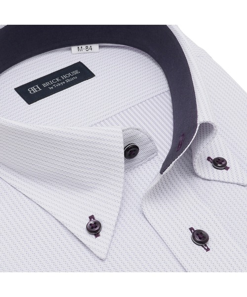 TOKYO SHIRTS(トウキョウシャツ)の「形態安定ノーアイロン ボタンダウン 長袖ストレッチビジネスワイシャツ(ビジネスシャツ・メンズ・ライトパープル・首回り39cm-裄丈80cm/首回り39cm-裄丈84cm/首回り41cm-裄丈82cm/首回り41cm-裄丈86cm/首回り43cm-裄丈86cm/首回り37cm-裄丈80cm/首回り42cm-裄丈82cm/首回り42cm-裄丈86cm/首回り43cm-裄丈82cm/首回り37cm-裄丈84cm)」の2枚目の写真