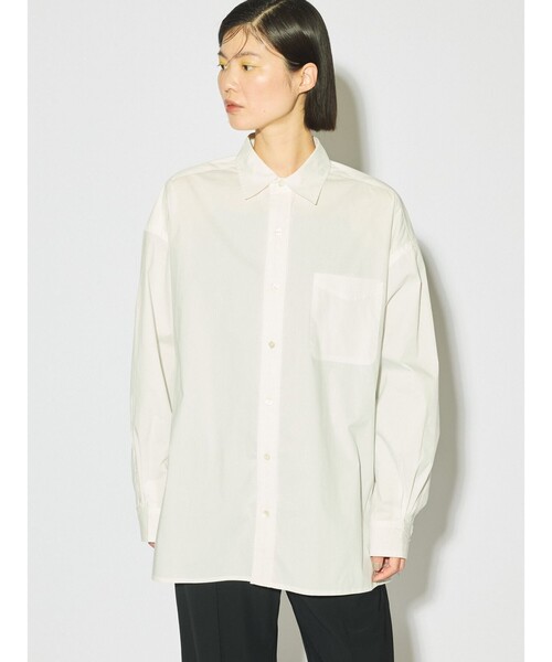 MIDIUMISOLID（ミディウミソリッド）の「MIDIUMISOLID for Ladies レギュラーカラービッグシャツ（シャツ/ブラウス・レディース・ライトブルー/ブラック/オフホワイト・FREE）」の7枚目の写真