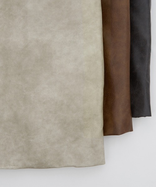 improves(インプローブス)の「PU ノーカラージャケット(テーラードジャケット・メンズ・アイボリー/チャコール/ブラウン・MEDIUM/LARGE)」の4枚目の写真