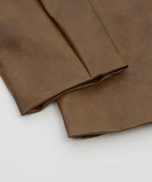 improves(インプローブス)の「PU ノーカラージャケット(テーラードジャケット・メンズ・アイボリー/チャコール/ブラウン・MEDIUM/LARGE)」の6枚目の写真