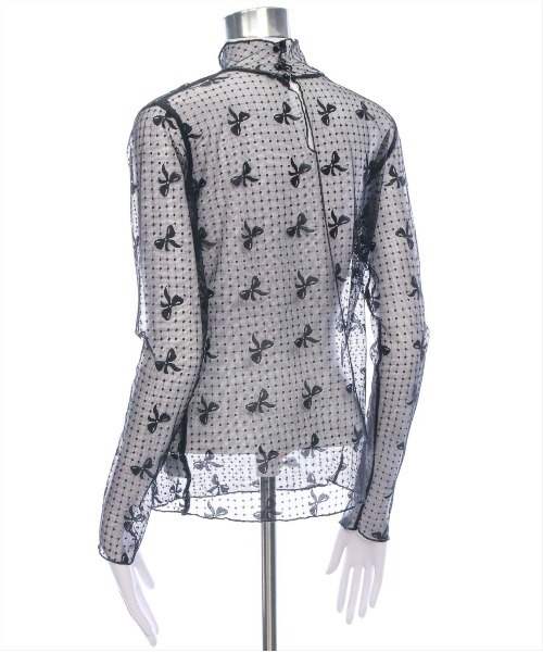 clear（クリア）の「リボンシアー長袖トップス[薄手] ≪2025SS新作≫（Tシャツ/カットソー・レディース・ブラック/オフホワイト・F）」の7枚目の写真