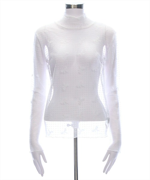 clear（クリア）の「リボンシアー長袖トップス[薄手] ≪2025SS新作≫（Tシャツ/カットソー・レディース・ブラック/オフホワイト・F）」の15枚目の写真